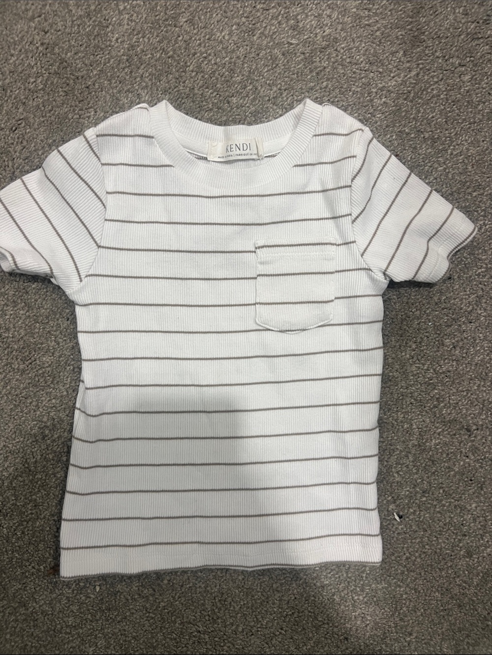 Kids White Tee with Thin brown Stripes